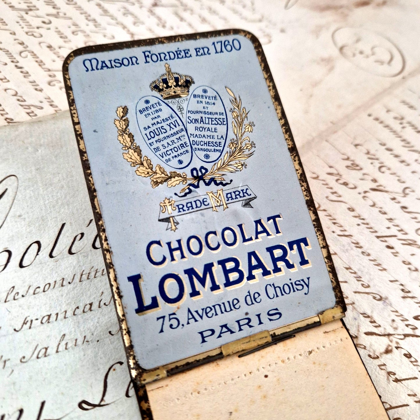 vintage lombart chocolate notepad