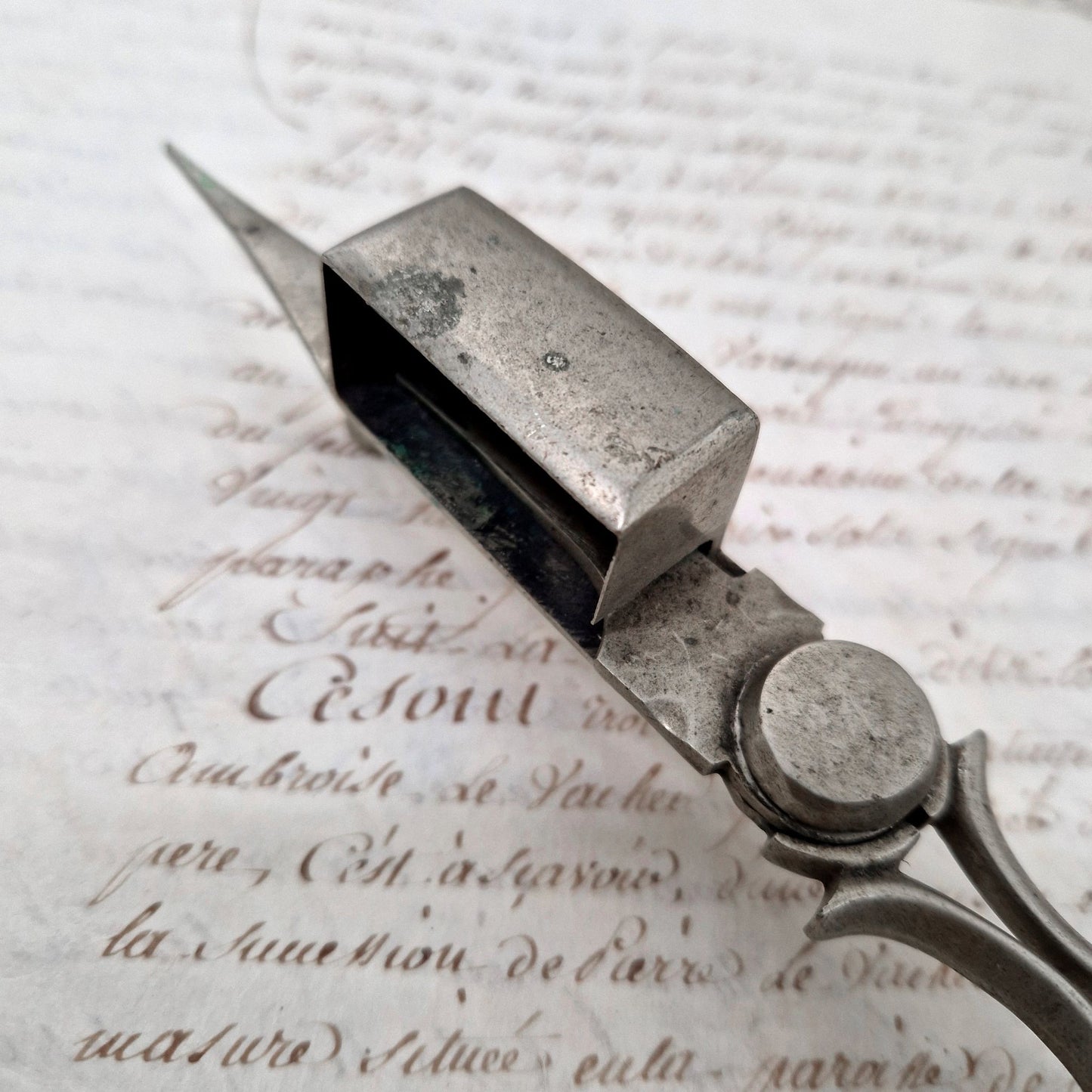 vintage wick cutter fireplace accessory