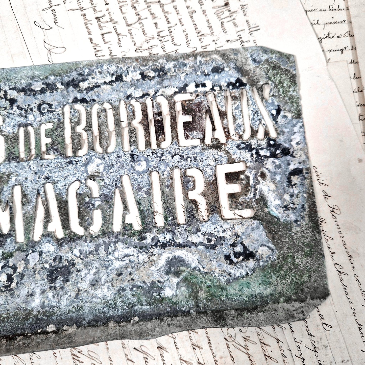 zinc stencil french wine label