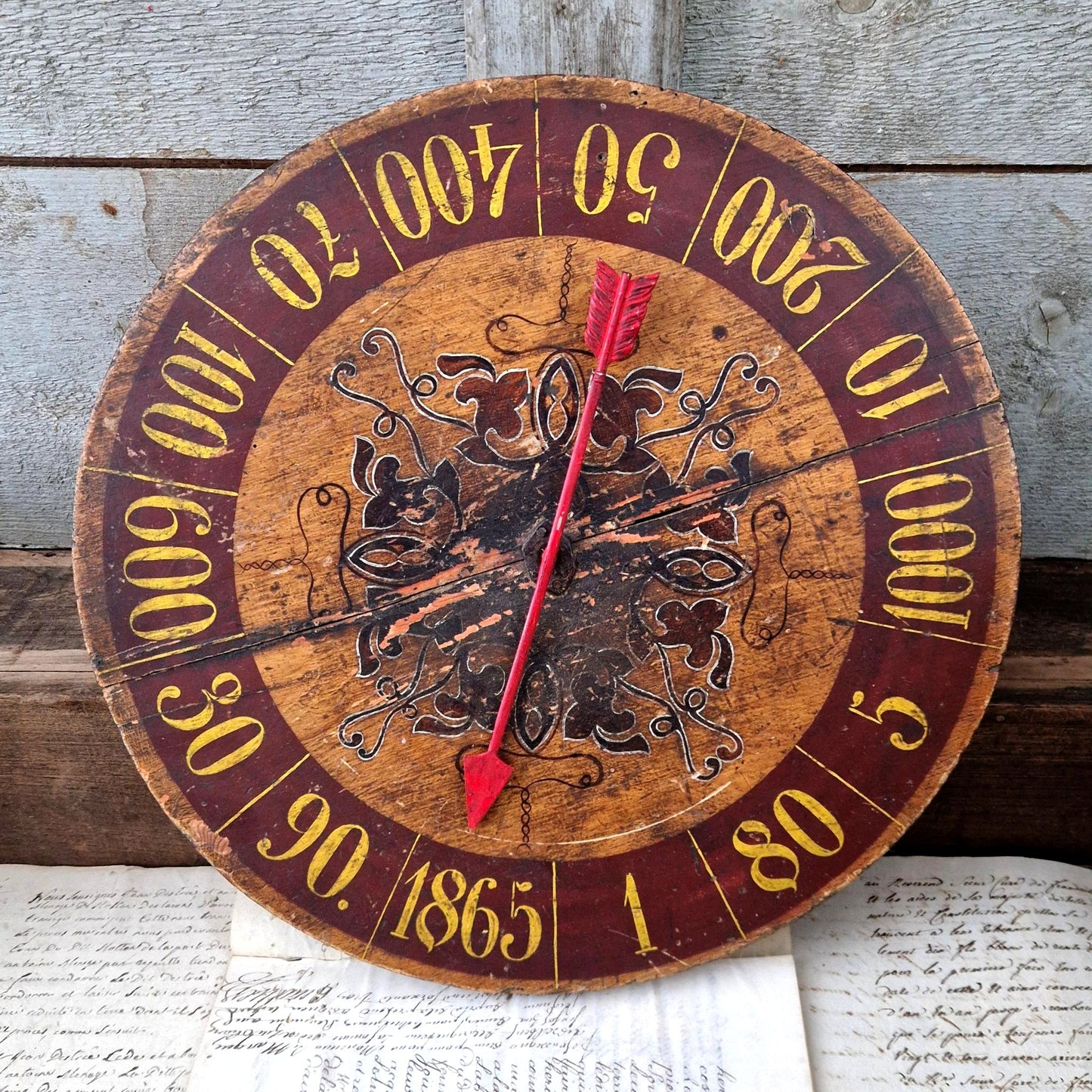 1865 wood lucky wheel fairground