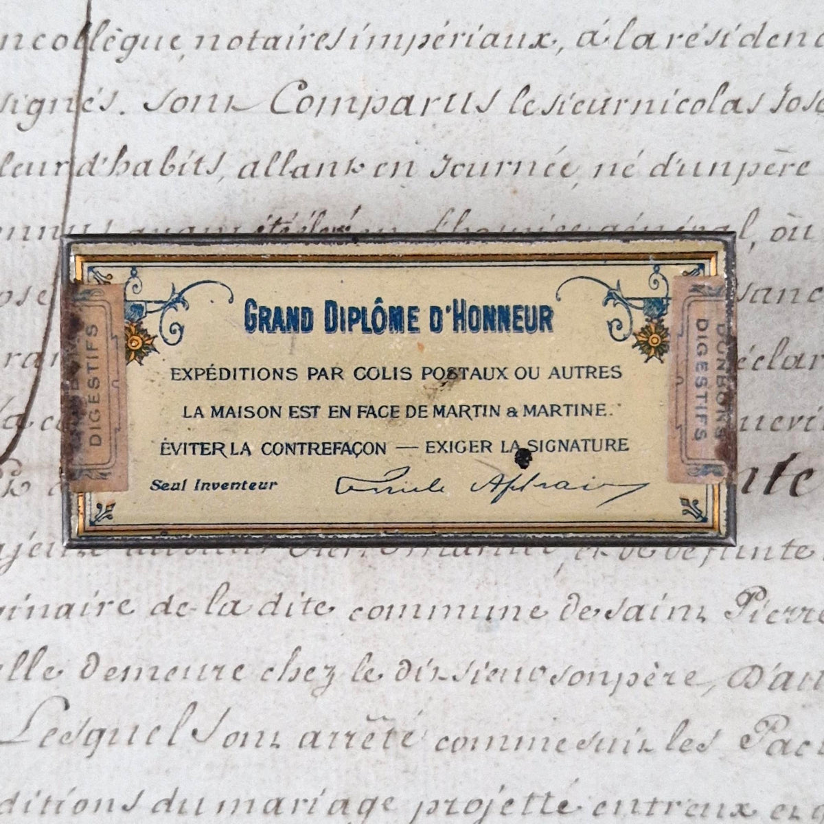 Rare advertising tin “Bêtises de Cambrai – Afchain” 
