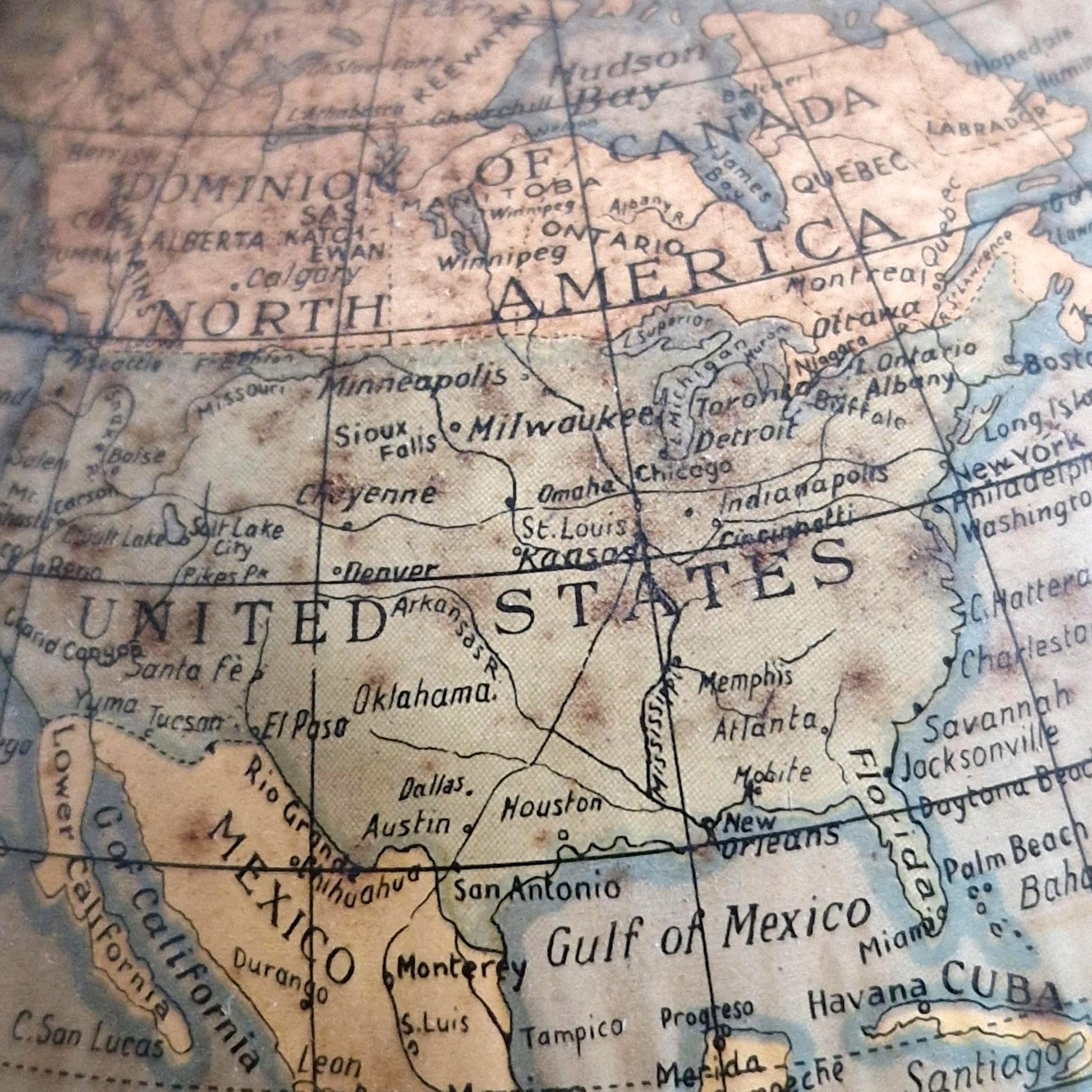 1950s lithographed world globe