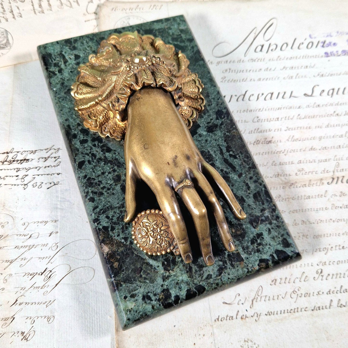 19th century bronze marble desk accessory