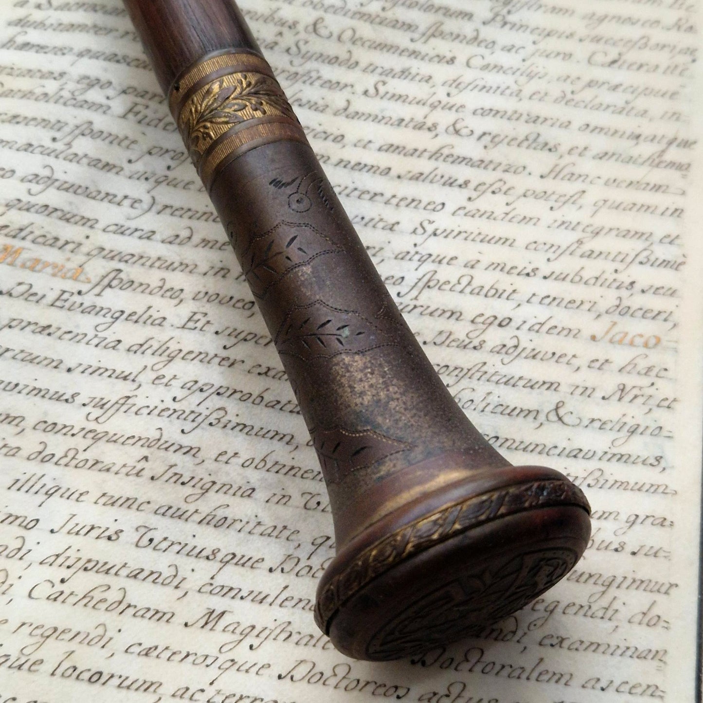 Grande loupe de lecture en bois tourné et laiton