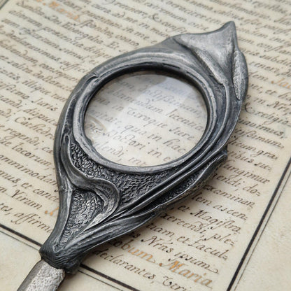 Art Nouveau pewter letter opener and magnifying glass