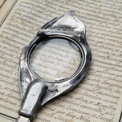 Art Nouveau pewter letter opener and magnifying glass