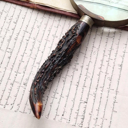 Large reading magnifier with antler handle