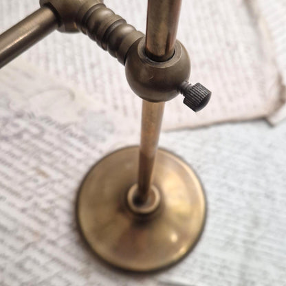 Adjustable brass reading magnifying glass on stand, Circa 1900