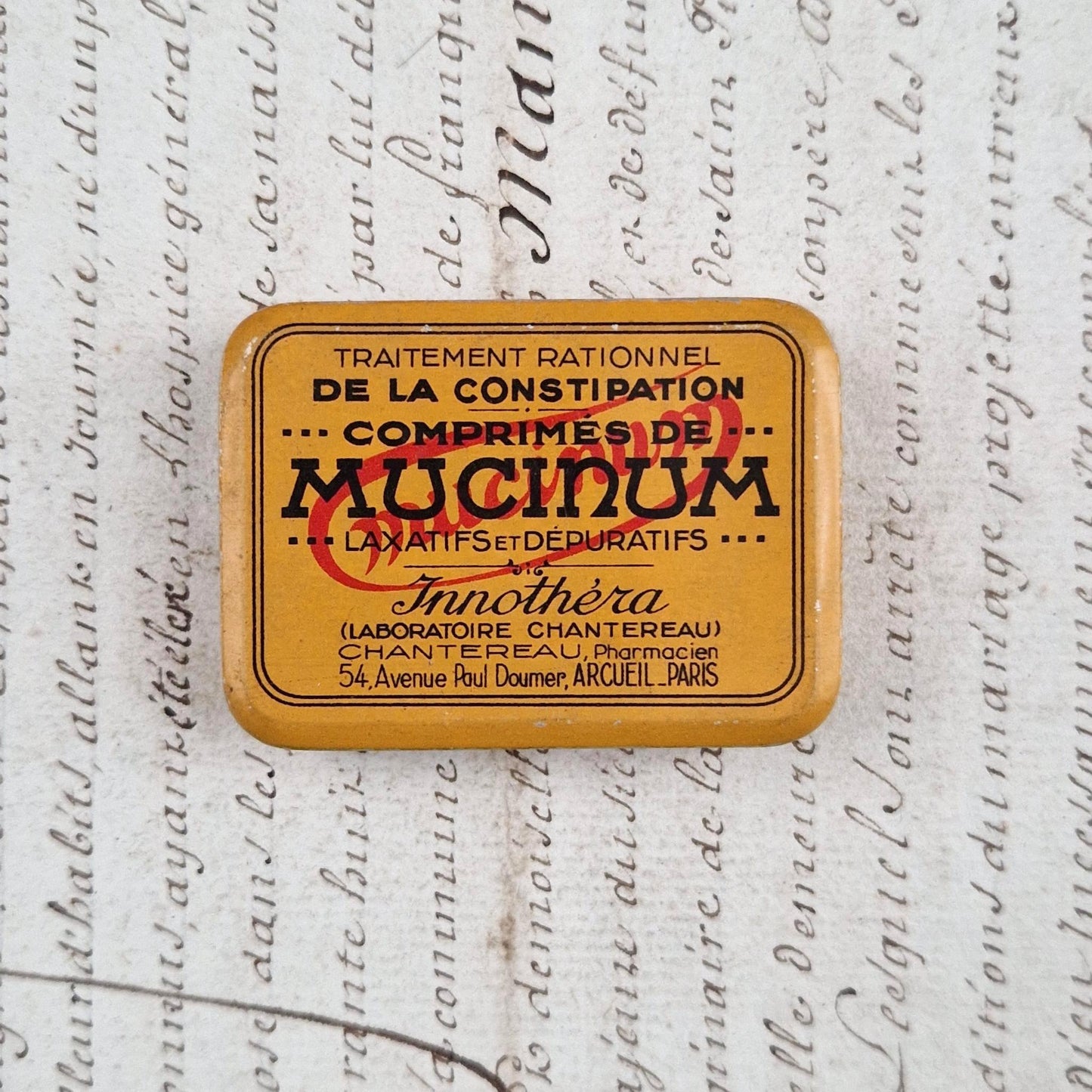 Box of "Mucinum Tablets", Constipation