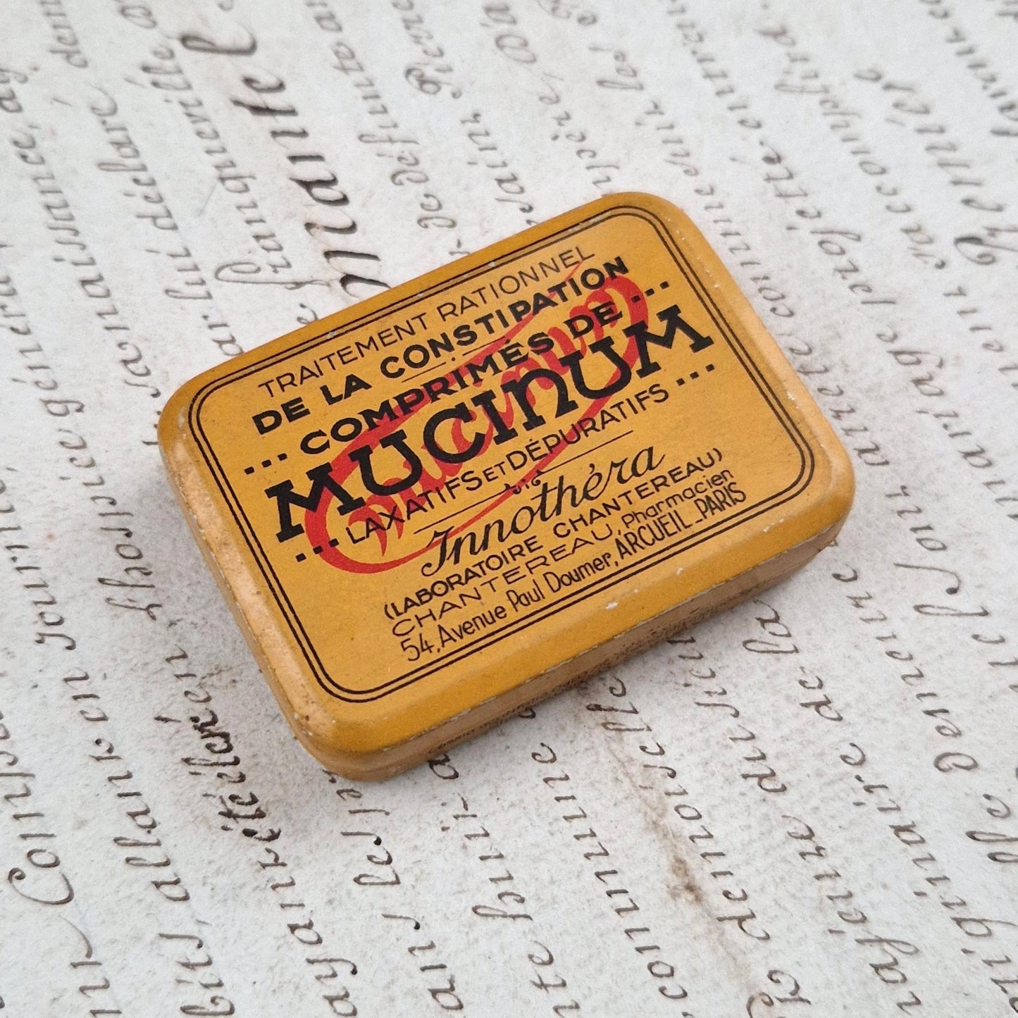 Box of "Mucinum Tablets", Constipation