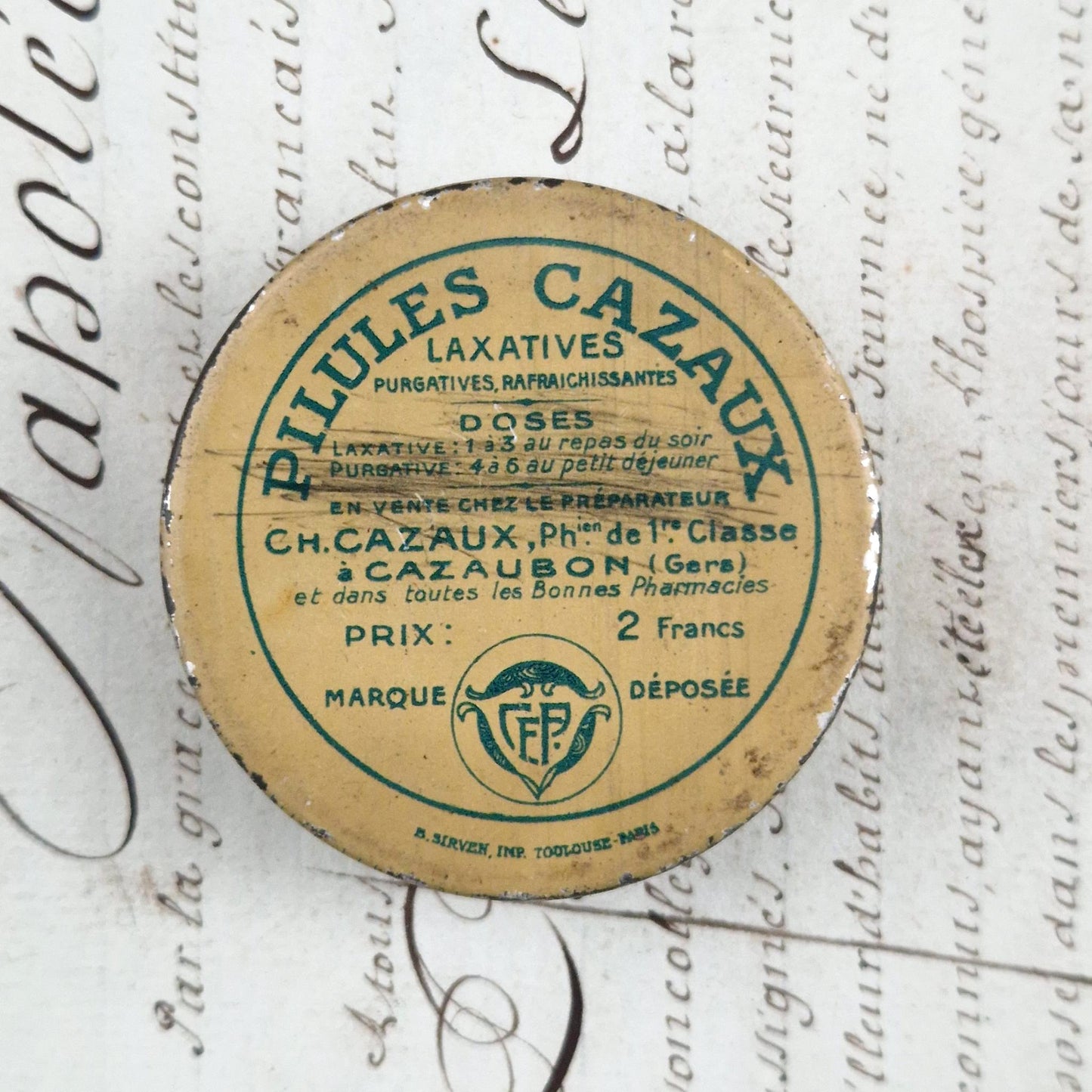 Boîte pharmaceutique « Pilules Cazaux »