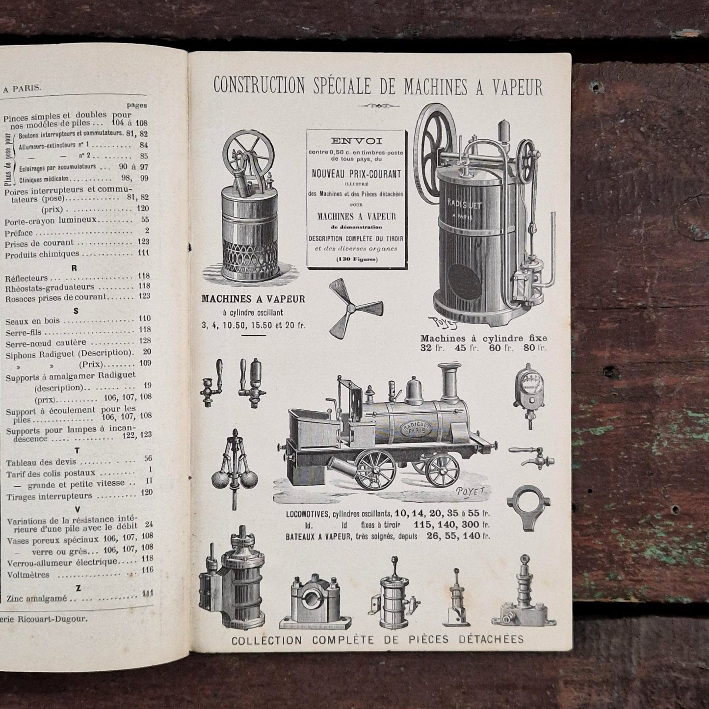 Ancien catalogue illustré « Lumière électrique - Piles Radiguet » - Vers 1890