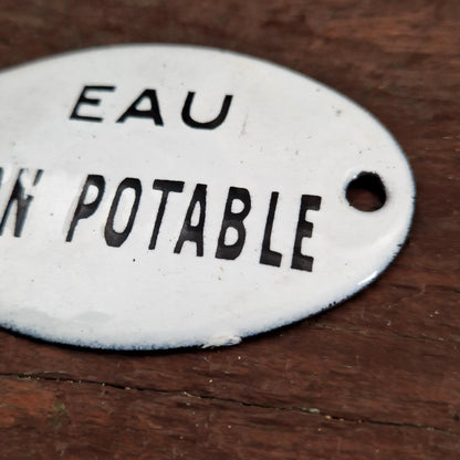 Plaque émaillée ovale « Eau non potable»
