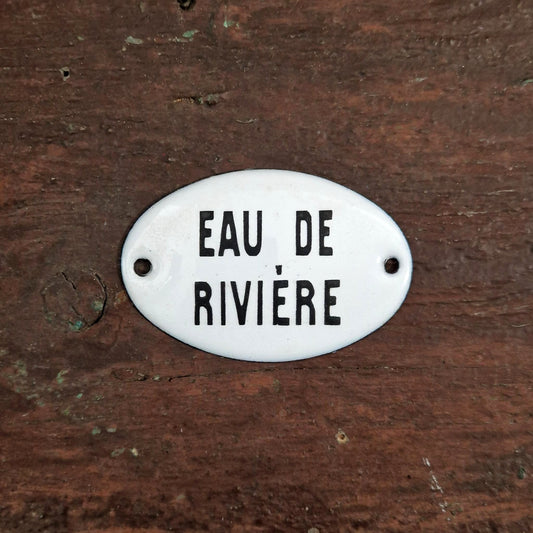 Plaque émaillée ovale « Eau de rivière»