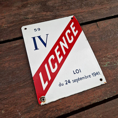 Old enamel sign LICENCE IV - 59
