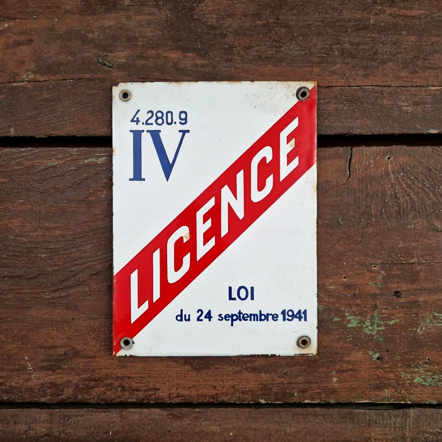 Ancienne plaque émaillée LICENCE IV - 4.280.9