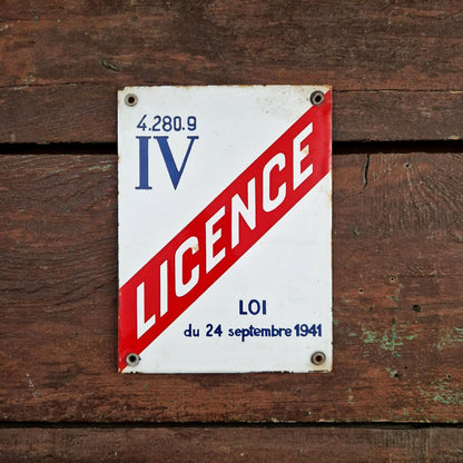 Ancienne plaque émaillée LICENCE IV - 4.280.9