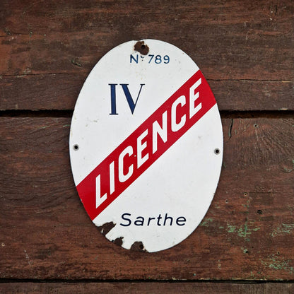 Oval enamel sign LICENCE IV - 789 - Sarthe
