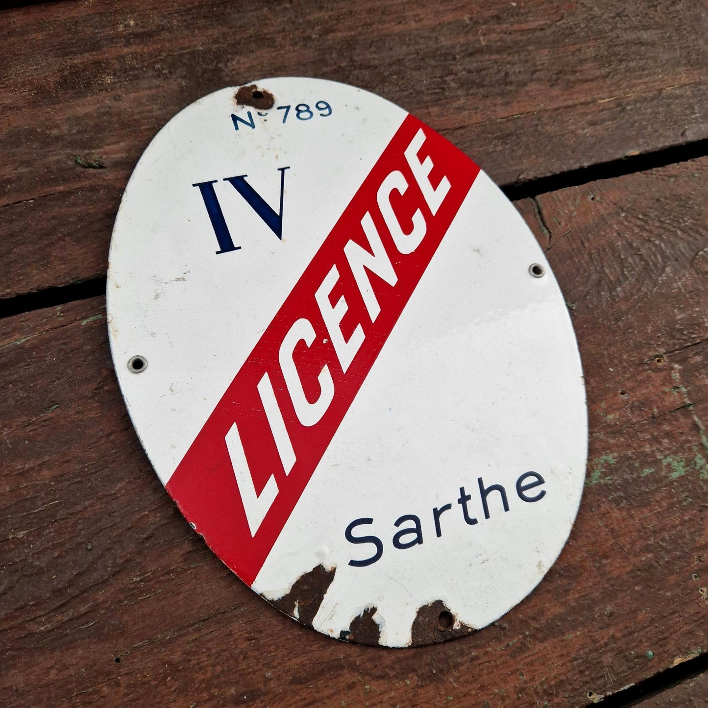 Oval enamel sign LICENCE IV - 789 - Sarthe