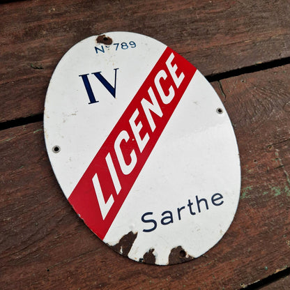 Oval enamel sign LICENCE IV - 789 - Sarthe