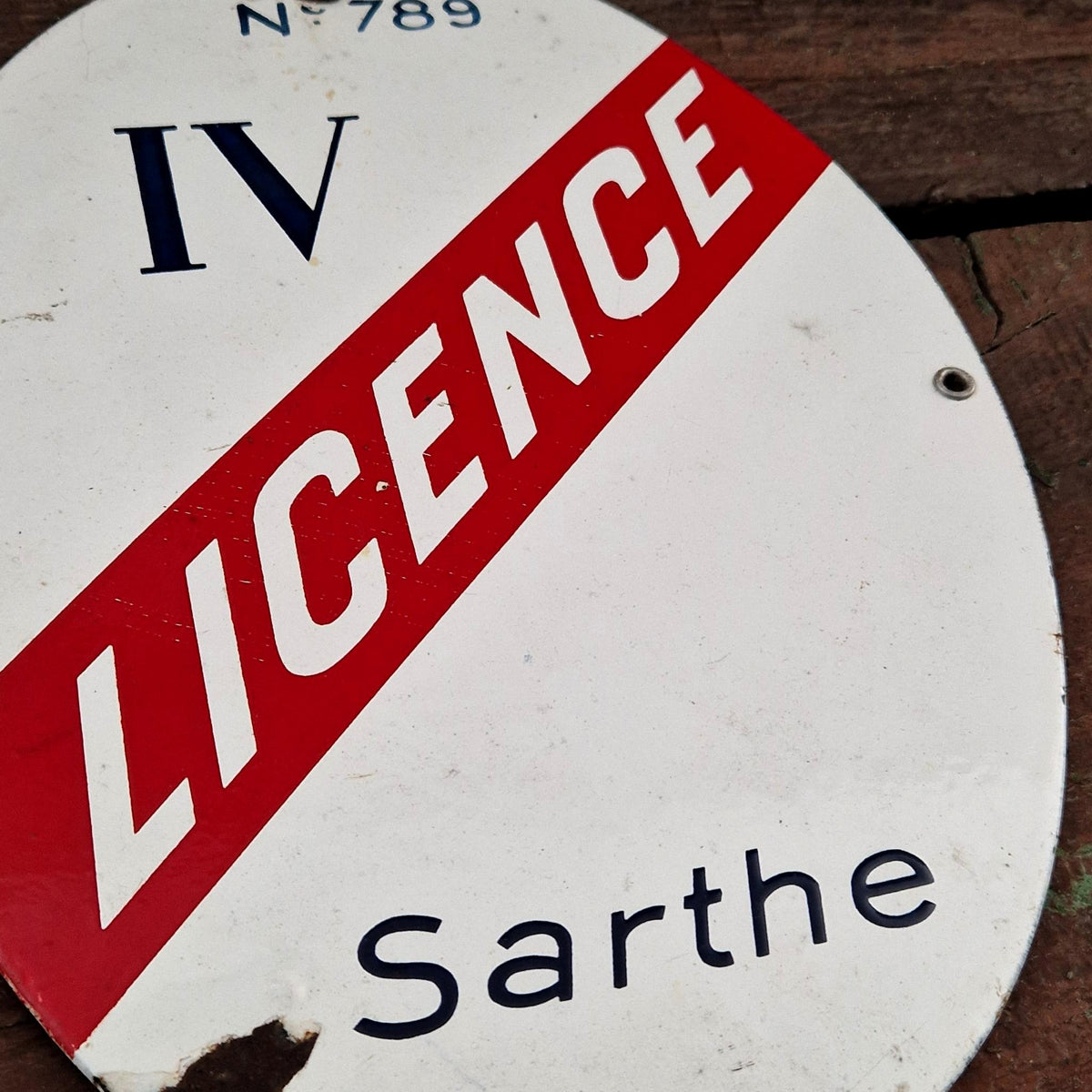 Oval enamel sign LICENCE IV - 789 - Sarthe