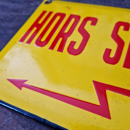 Old enamel sign reading "Out of service"