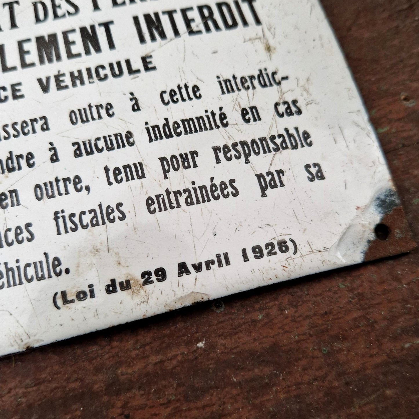 Plaque émaillée « Transport des personnes est interdit... »