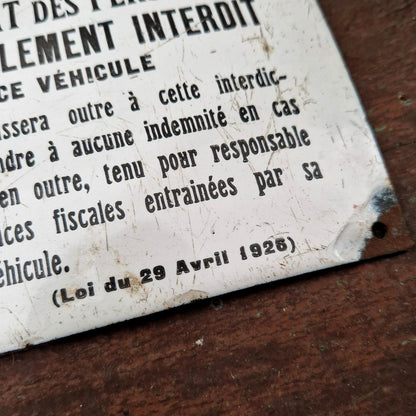 Plaque émaillée « Transport des personnes est interdit... »