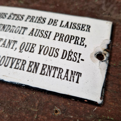 Enamel sign "Please leave…"