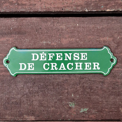 Plaque émaillée « Défense de cracher »
