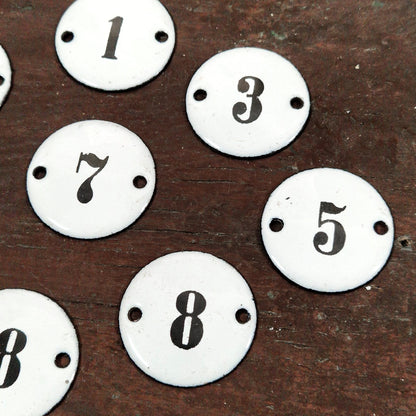Round numbered enamel plaque