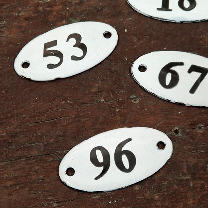 Numbered oval enamel plaque