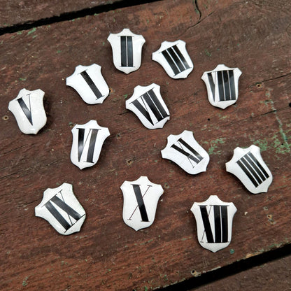 Set of 12 enameled Roman numerals