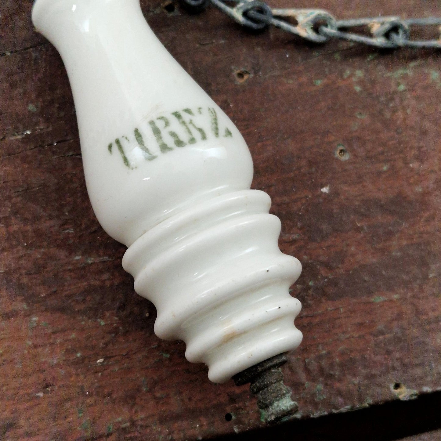 Tirette ancienne en porcelaine « TIREZ »