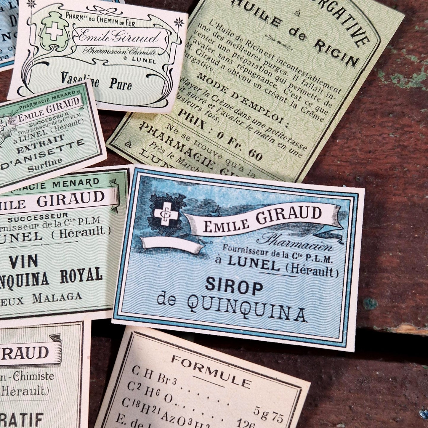 Vintage pharmacy labels (x10)