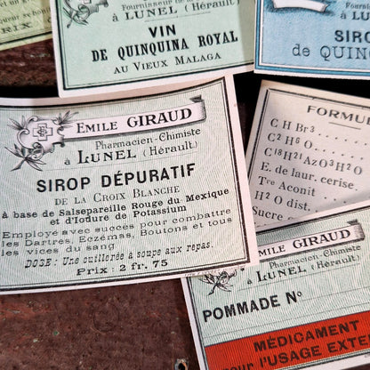 Vintage pharmacy labels (x10)