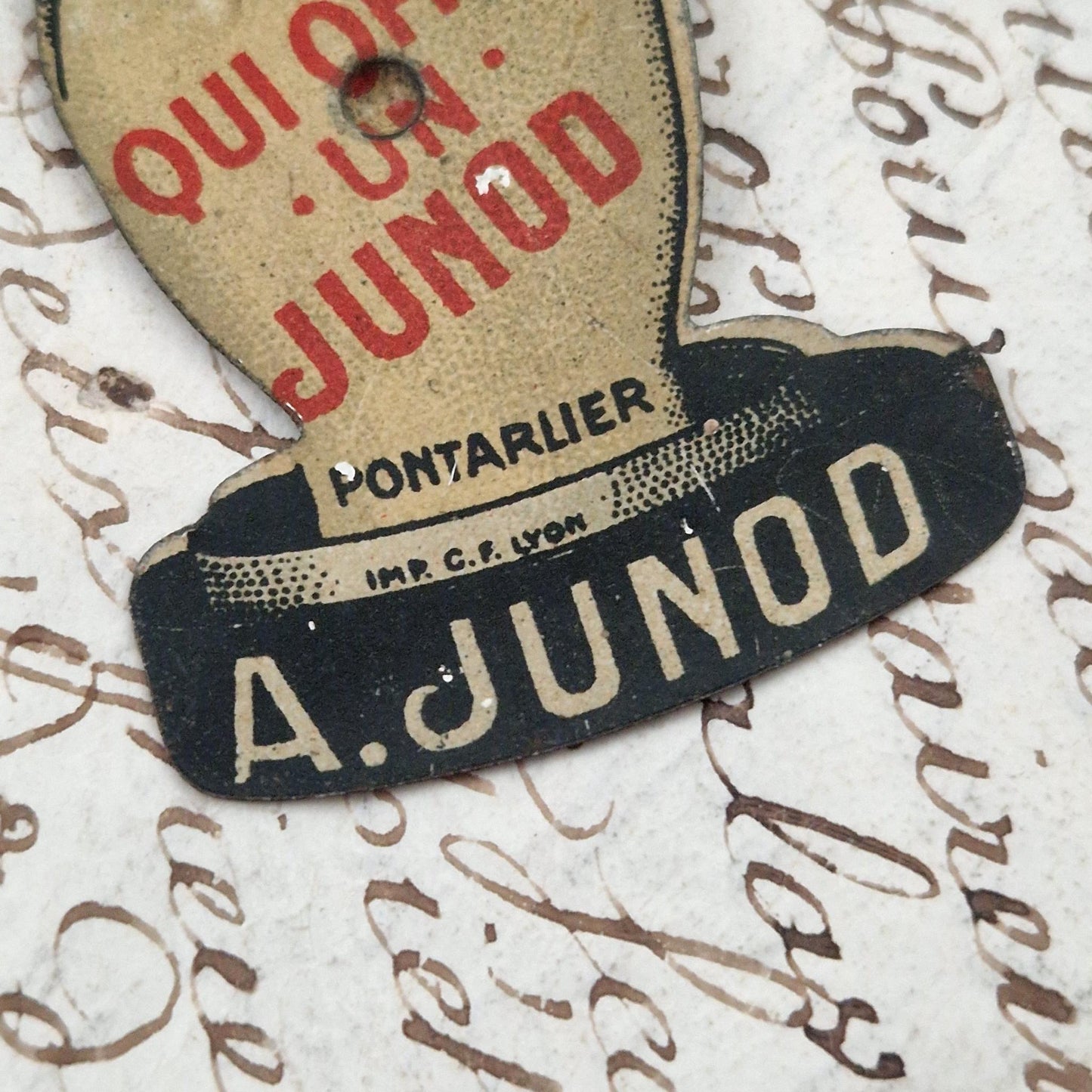 Vintage "A. Junod" Advertising Spinning Top - Lithographed Tin