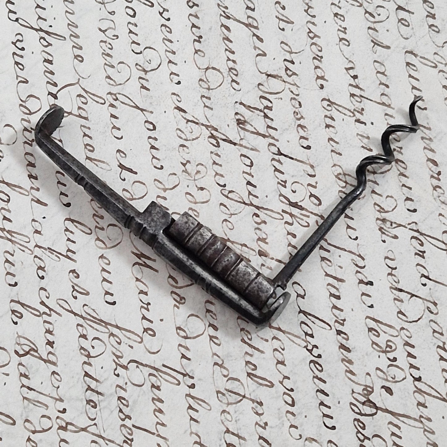 Rare folding wrought iron corkscrew - 18th century