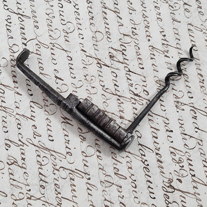 Rare folding wrought iron corkscrew - 18th century
