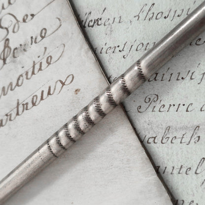 Cuillère-paille à thé ancienne en argent, XIXe siècle