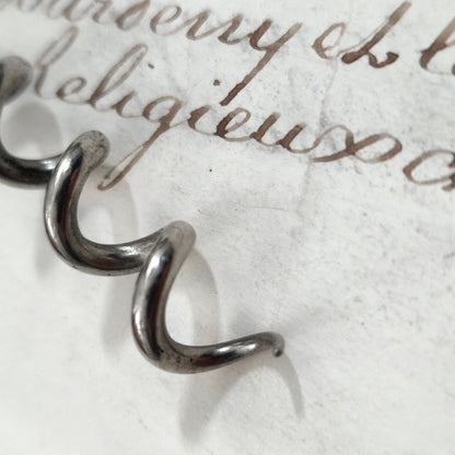 Antique pewter corkscrew decorated with swans
