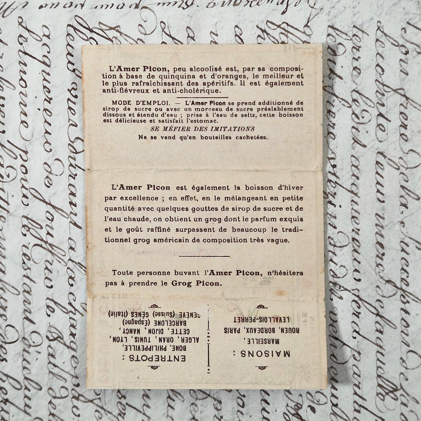 "Amer Picon" advertising leaflet, early 20th century