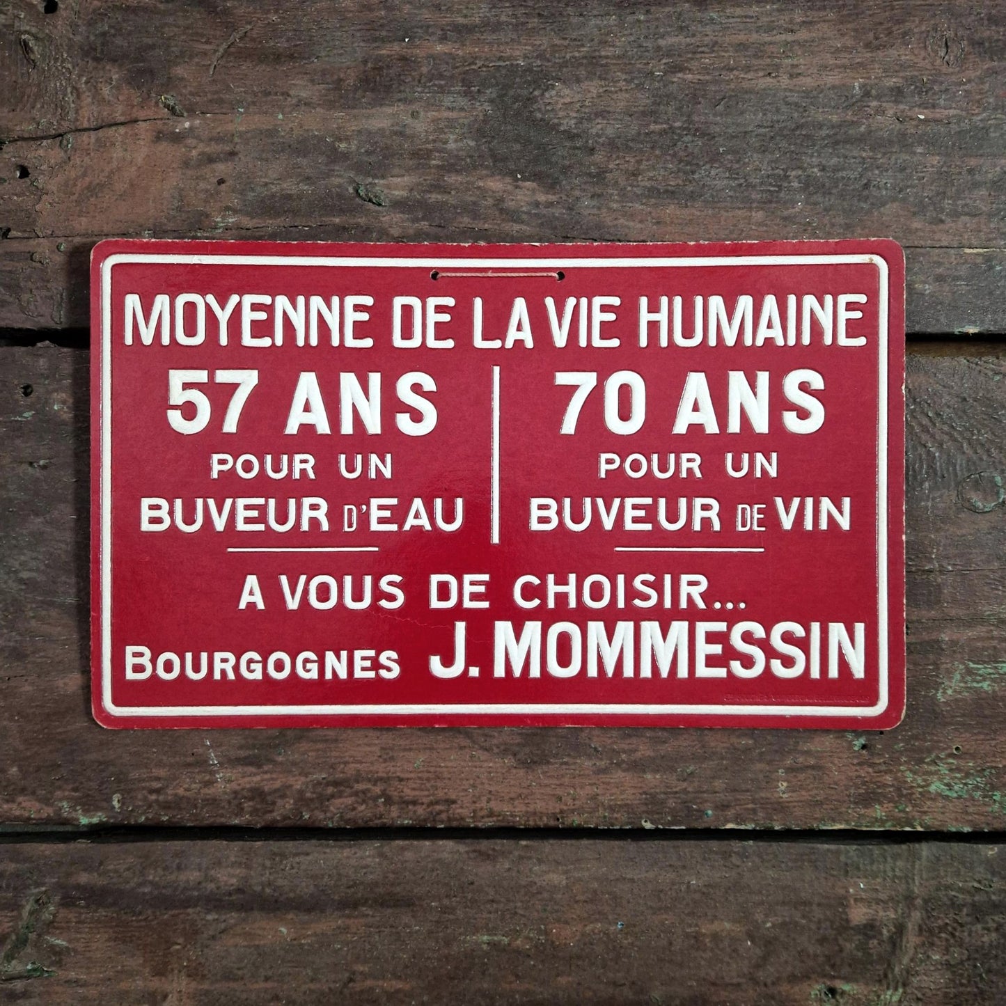 Carton publicitaire « Moyenne de la vie humaine - Buveur de vin »