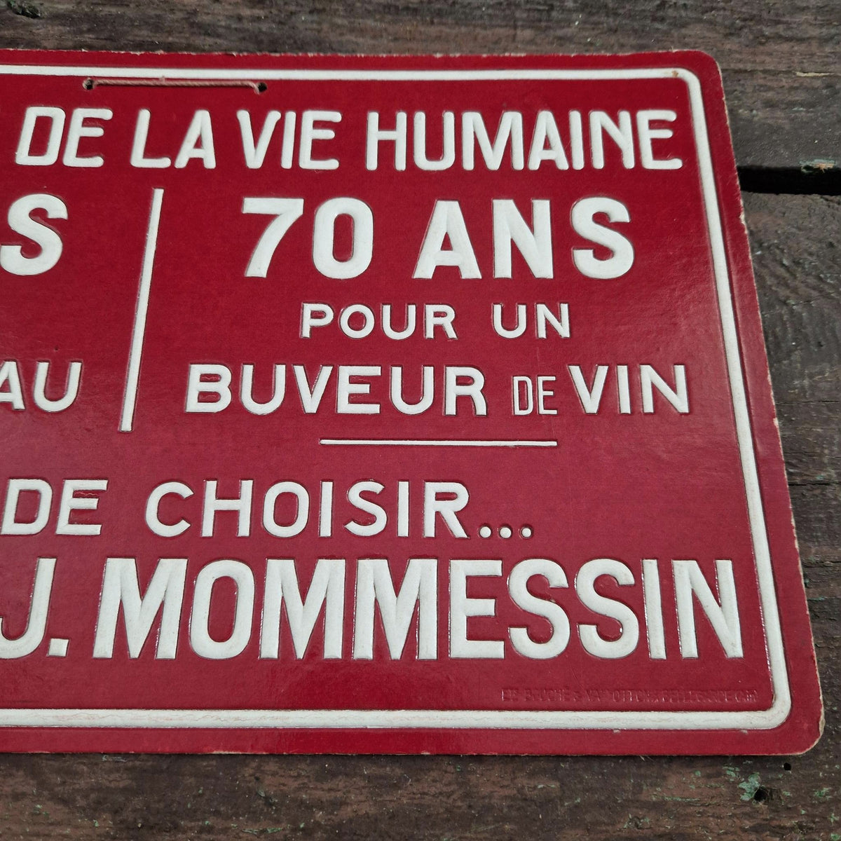 Carton publicitaire « Moyenne de la vie humaine - Buveur de vin »