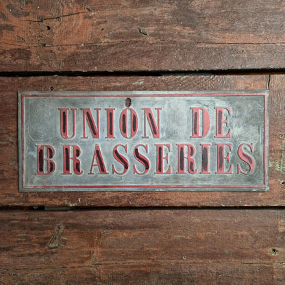 Antique zinc plaque "Union of Breweries"