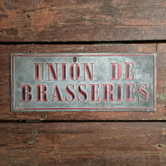 Antique zinc plaque "Union of Breweries"