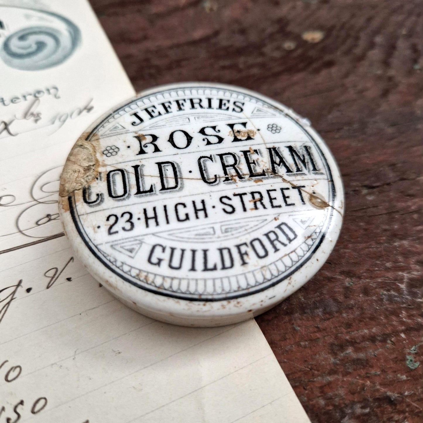 Ancien couvercle publicitaire « Jeffries – Rose Cold Cream »