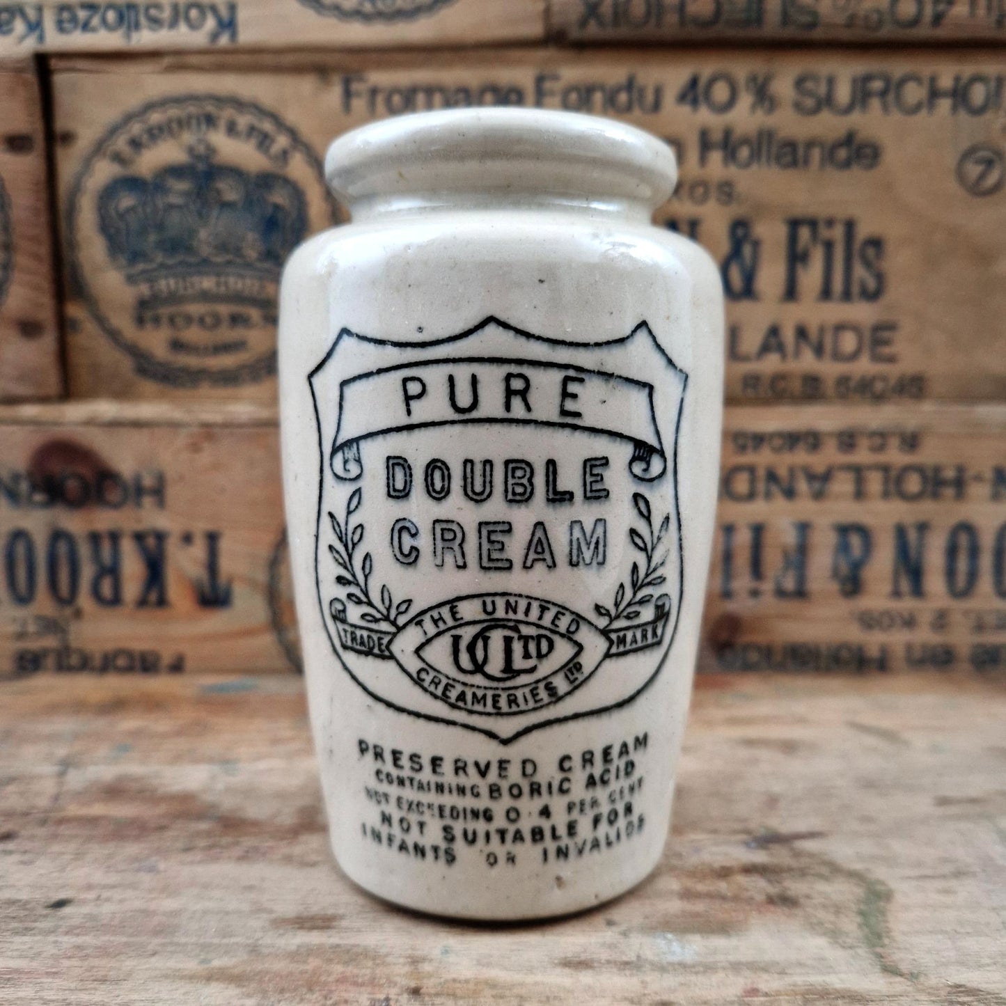 Pot ancien « Pure Double Cream - The United Creameries Ltd »