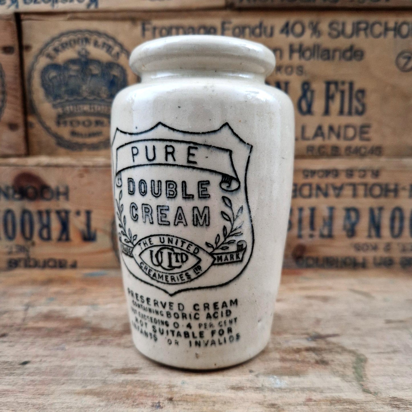 Pot ancien « Pure Double Cream - The United Creameries Ltd »