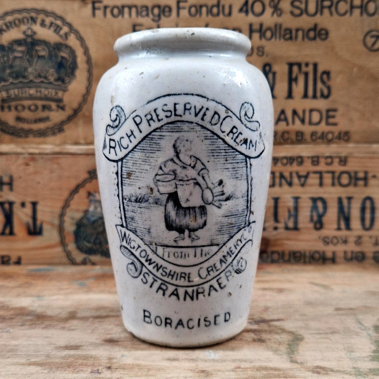 Ancien Pot « Rich Preserved Cream, Stranraer »
